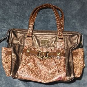 Sharif Original Handbag Metallic With Embossed Leather